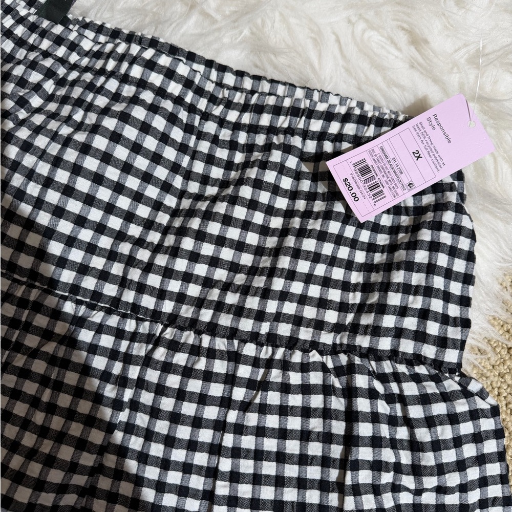 NWT Wild Fable 2X Black and White Checkered Gingham Women's Skirt Skort Shorts - Picture 3 of 5